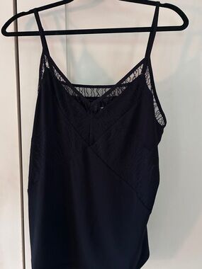 White House Black Market Black Lace-Trim Slip Cami